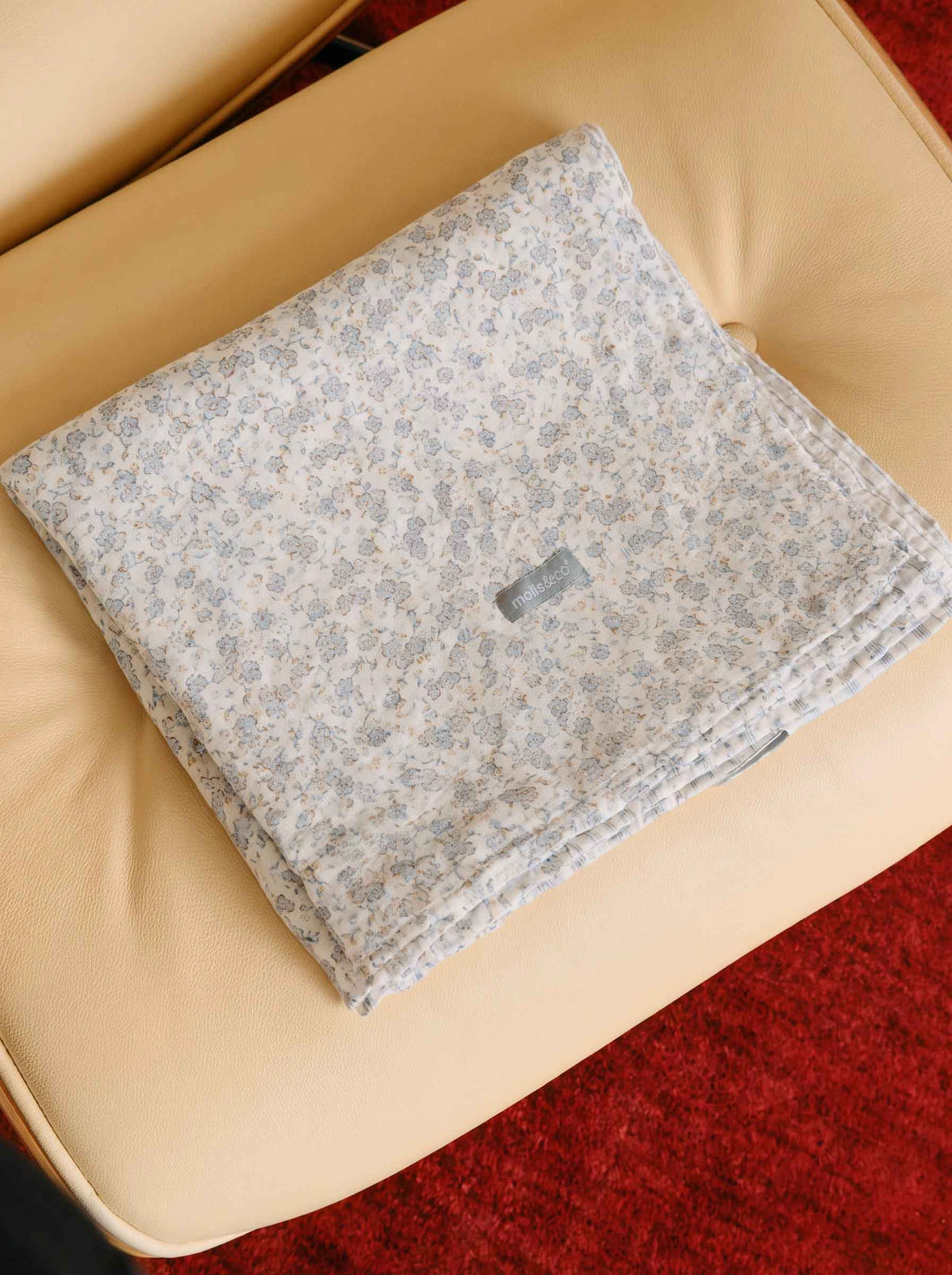 Coperta in mussola di bambu - Blue Blossom