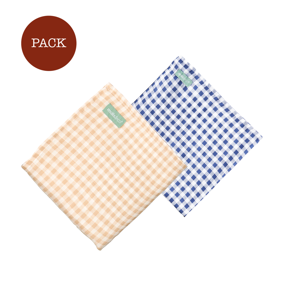Muslin blanket pack (2 units): Fjord & Vichy Sand