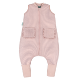 Sleeping jumpsuit with socks - Navy and Pink Stripes - TOG 2.5