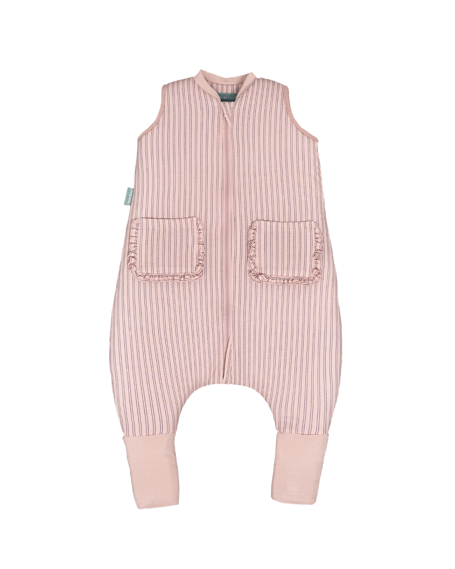 Schlafsack mit Füßen und rutschfesten Socken - Navy and Pink Stripes - TOG 2.5