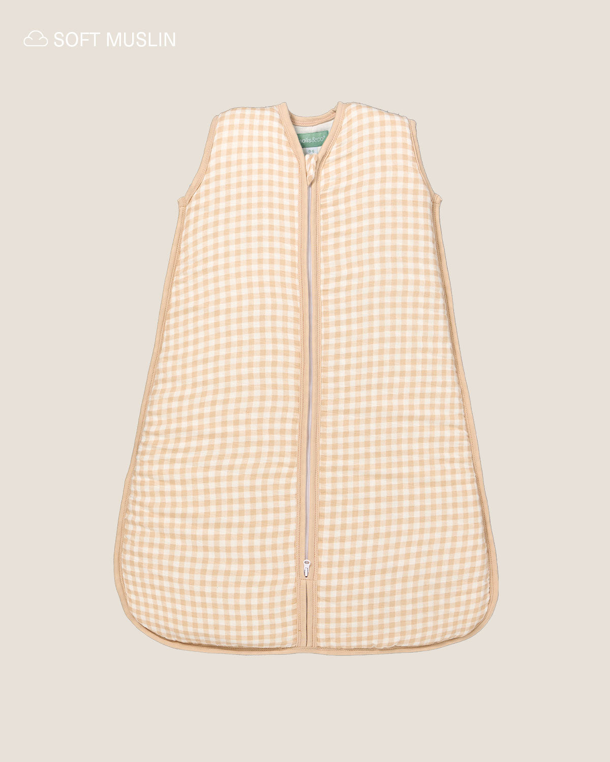 Saco de dormir bebé - Muselina de bambú - Vichy Sand - TOG 1