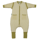 Sleeping jumpsuit with sleeves and socks - Olive Green Stripes - TOG 1