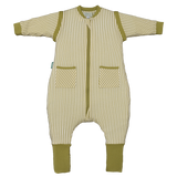 Sleeping jumpsuit with sleeves and socks - Olive Green Stripes - TOG 1