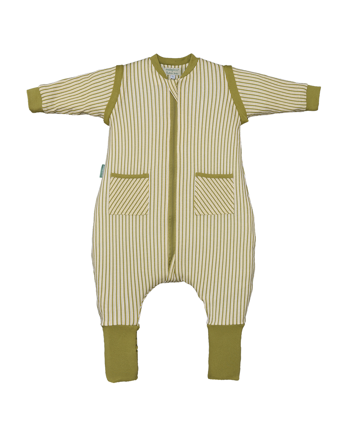 Pijama manta con mangas y calcetines antideslizantes - Olive Green Stripes - TOG 1