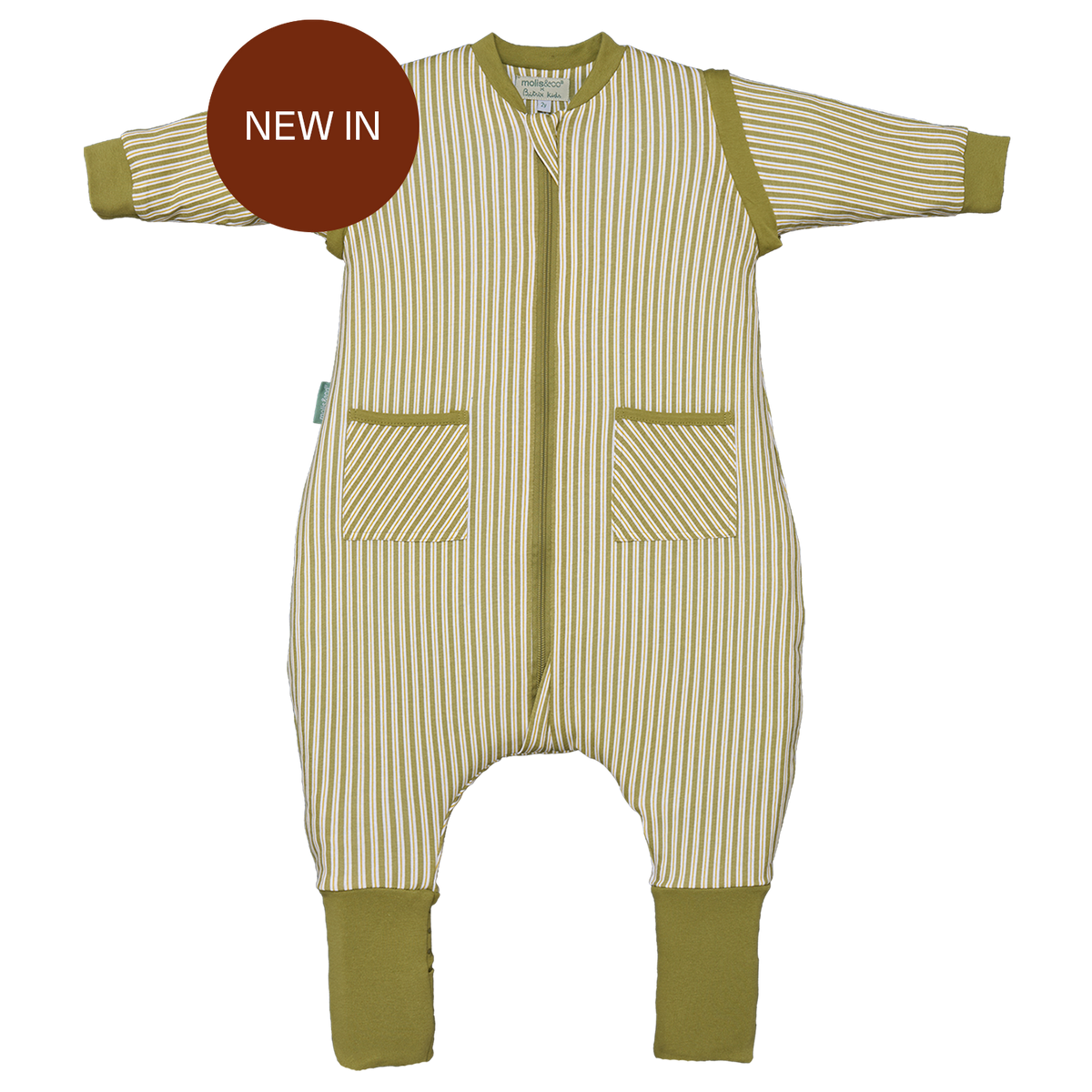 Pijama manta con mangas y calcetines antideslizantes - Olive Green Stripes - TOG 1