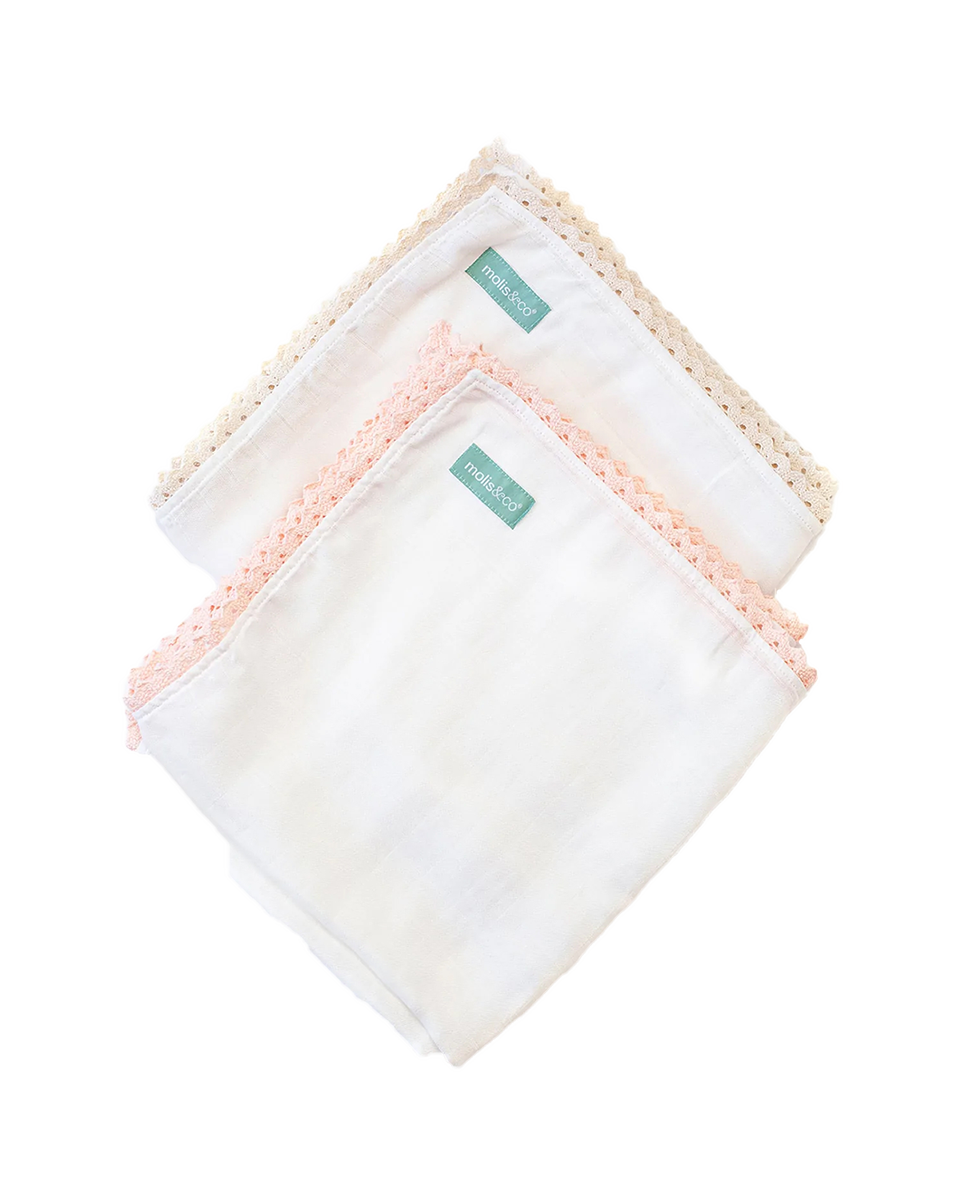 Confezione da due coperte in mussola di cotone - Pink e Beige