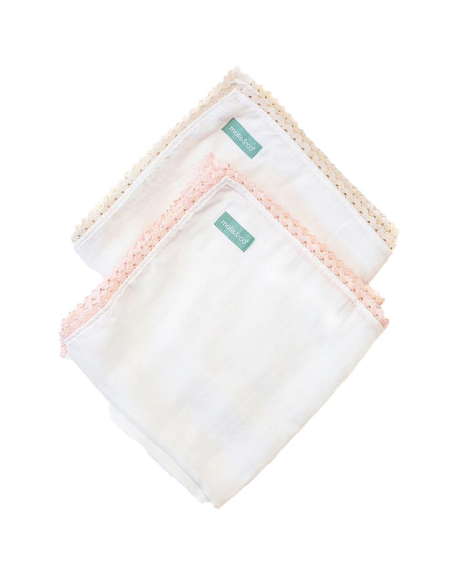 Confezione da due coperte in mussola di cotone - Pink e Beige