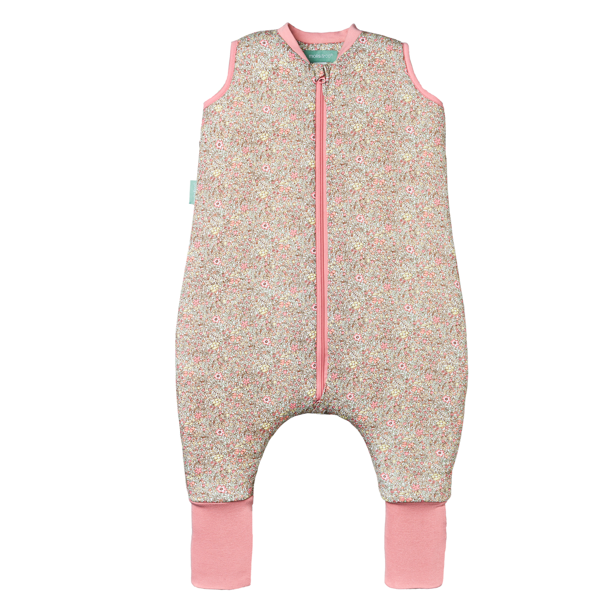 Schlafsack mit Füßen und rutschfesten Socken - Pastel Floral - TOG 2.5