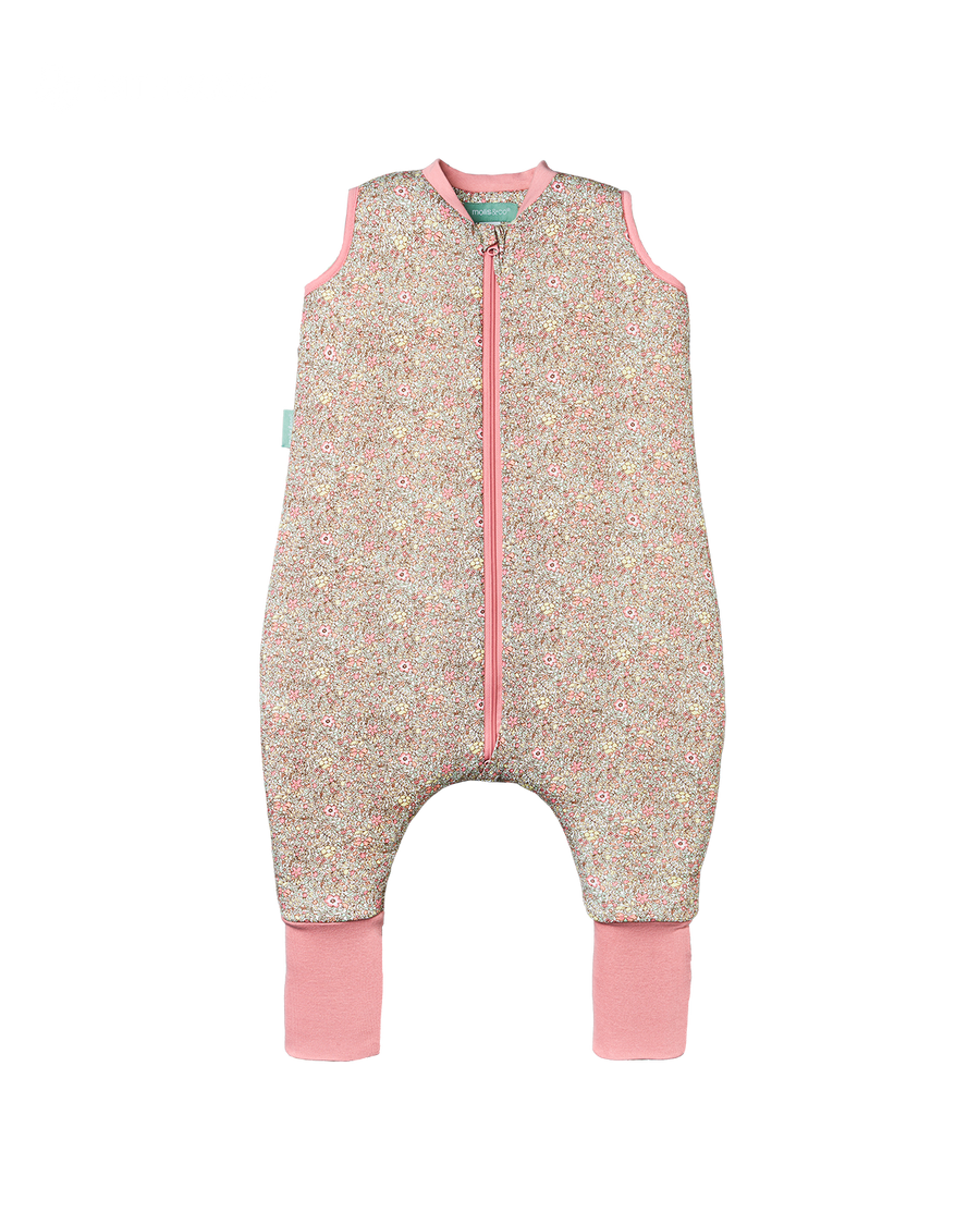 Schlafsack mit Füßen und rutschfesten Socken - Pastel Floral - TOG 2.5