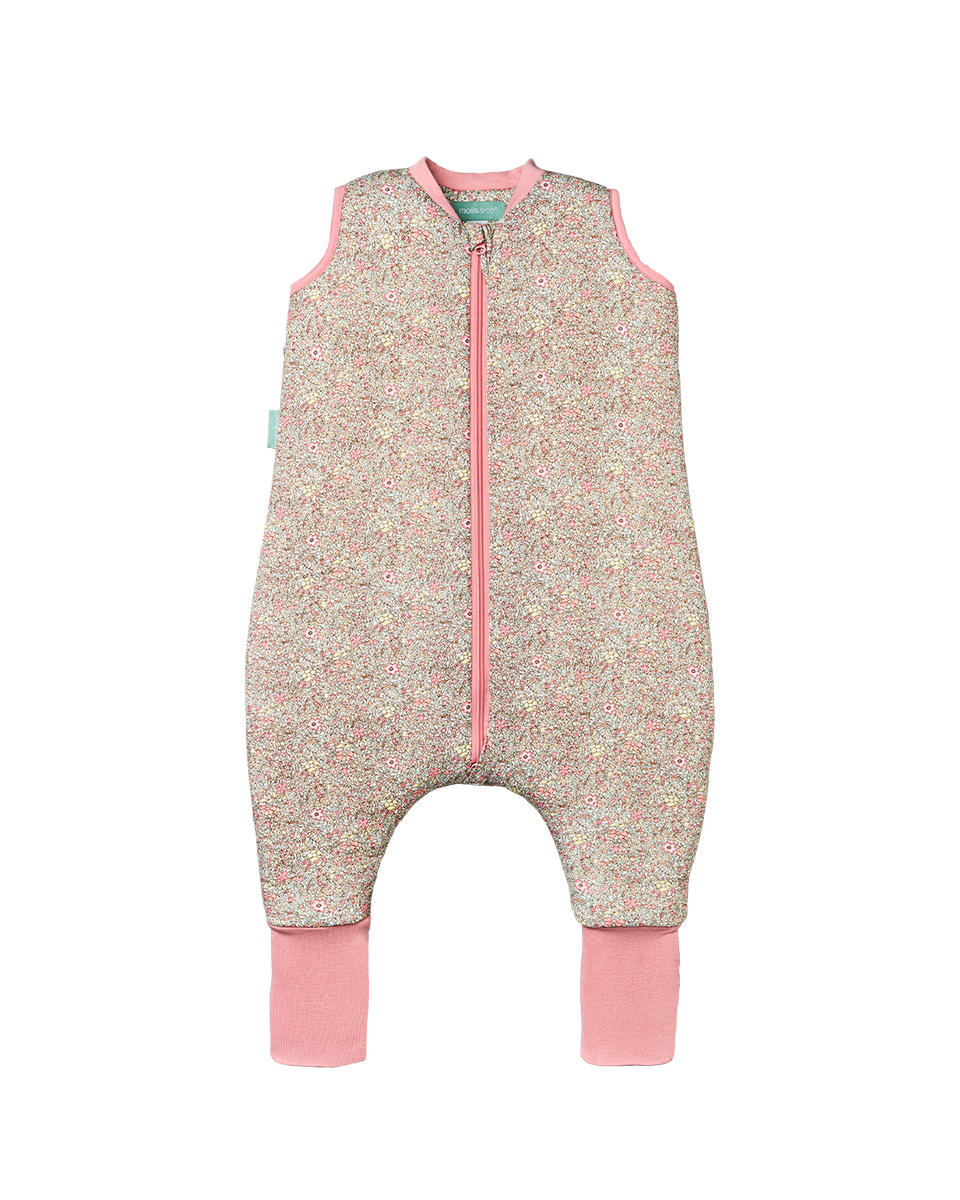 Sleeping jumpsuit with socks - Pastel Floral - TOG 2.5