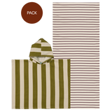 Pack Baño Poncho y Toalla Cream & Brown Stripes