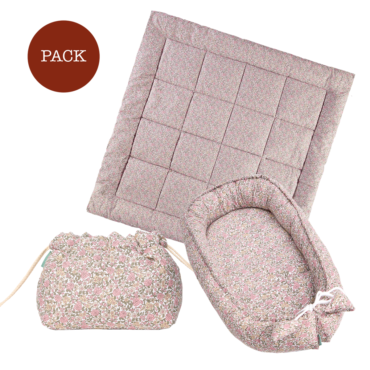 Pack Peony (3 prodotti): tappeto gioco + nido + organizer