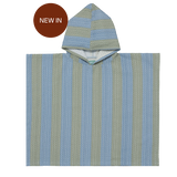 Poncho Towel - Khaki & Blue Stripes