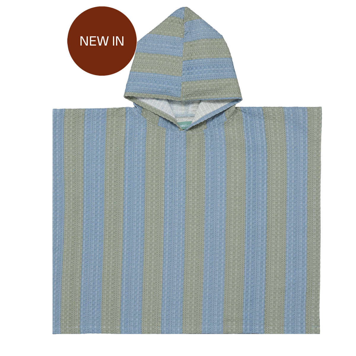 Poncho Towel - Khaki & Blue Stripes