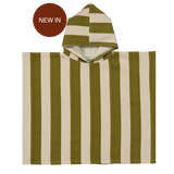 Poncho Towel - Khaki & Cream Stripes