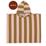 Poncho Towel - Khaki & Rose Stripes