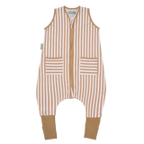 Sleeping jumpsuit with removable non-slip socks - Sand Stripes - TOG 0.5