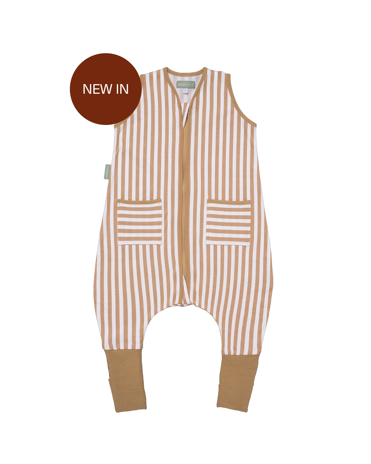 Sleeping jumpsuit with removable non-slip socks - Sand Stripes - TOG 0.5