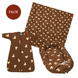 Pack Teddy Mocca (3 products): crawling blanket + baby nest + tog 1 baby sleeping bag