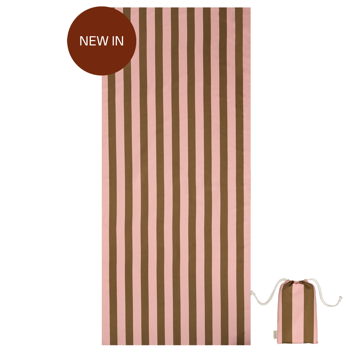 Microfibre towel - Khaki & Rose Stripes