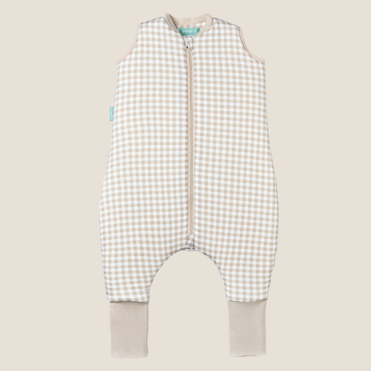 Pijama manta con calcetines antideslizantes - Vichy Beige - TOG 2.5