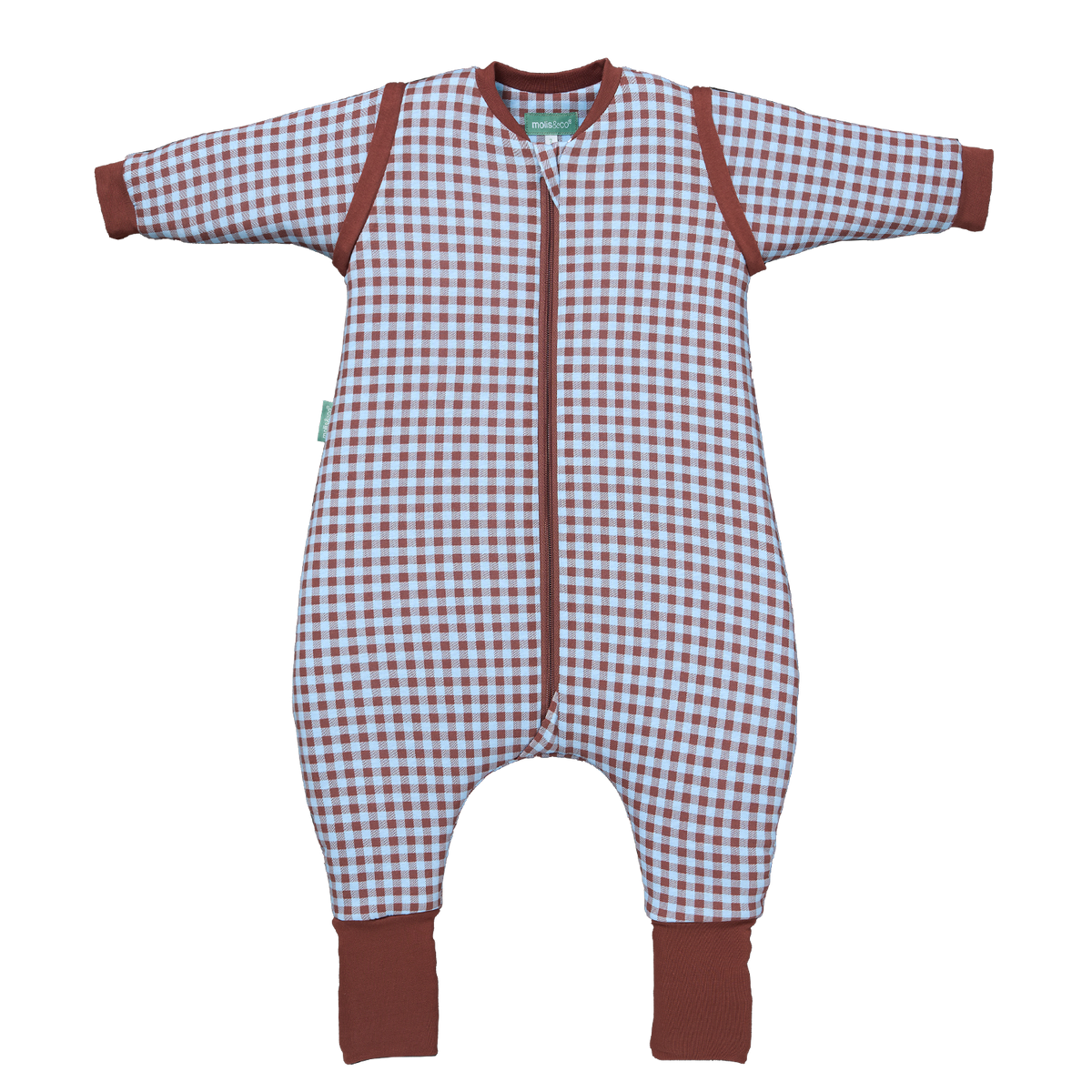 Pijama manta con mangas y calcetines antideslizantes - Vichy Brown & Blue - TOG 2.5