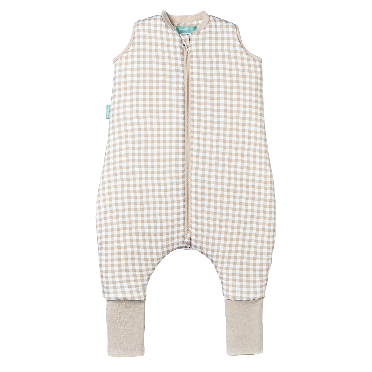Schlafsack mit Füßen und rutschfesten Socken - Vichy Beige - TOG 2.5