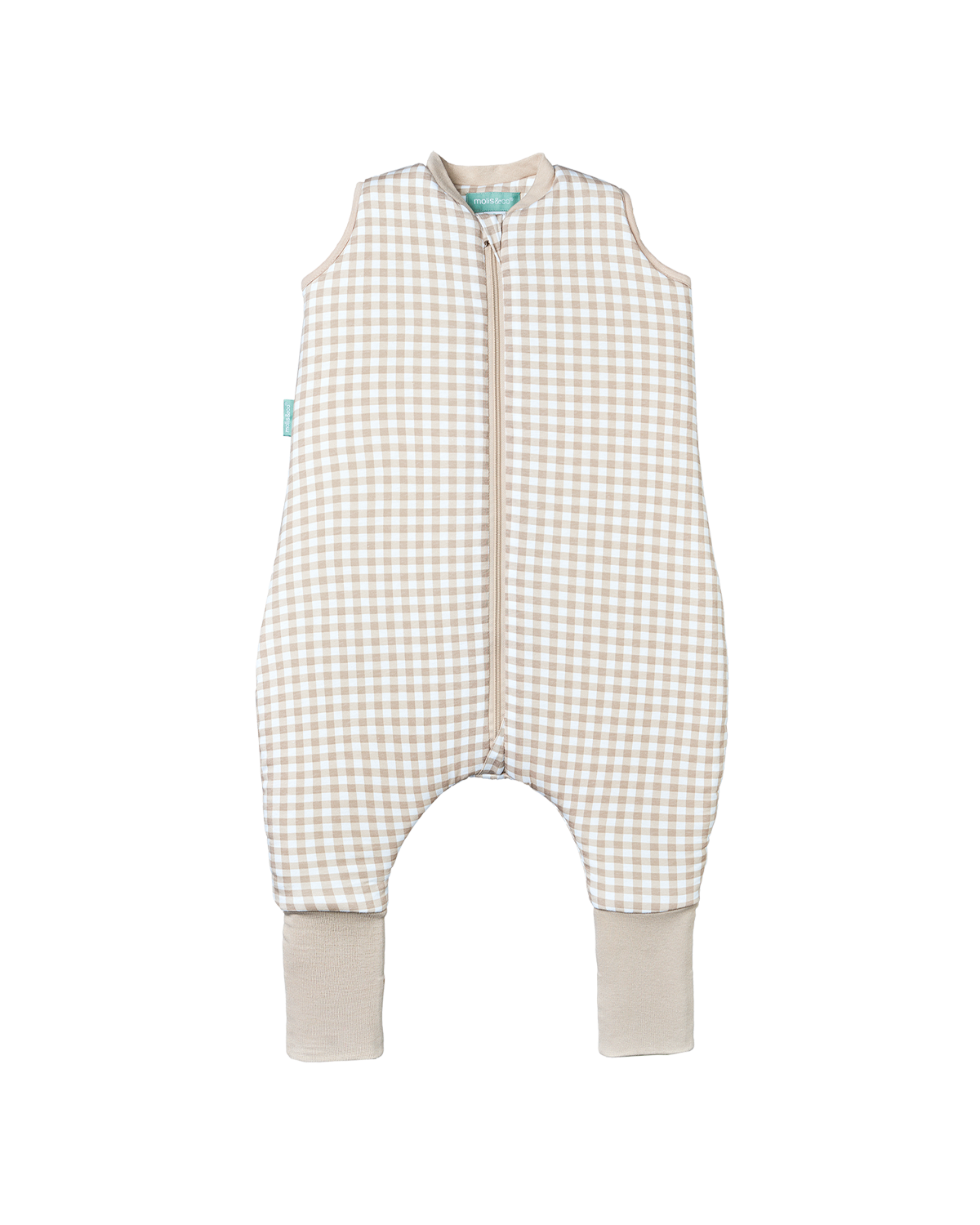 Sleeping jumpsuit with socks - Vichy Beige - TOG 2.5