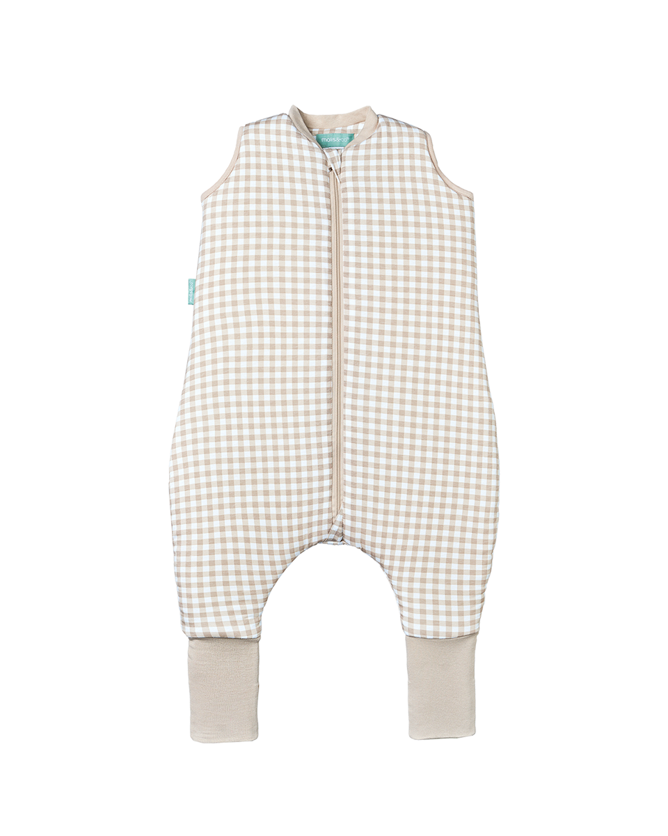 Sleeping jumpsuit with socks - Vichy Beige - TOG 2.5