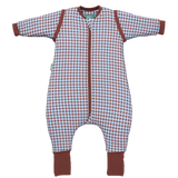 Sleeping jumpsuit with sleeves and socks - Vichy Brown & Blue - TOG 2.5