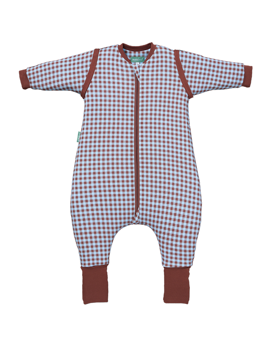 Sacco nanna con piedini, maniche e calzini antiscivolo - Vichy Brown & Blue - TOG 2.5
