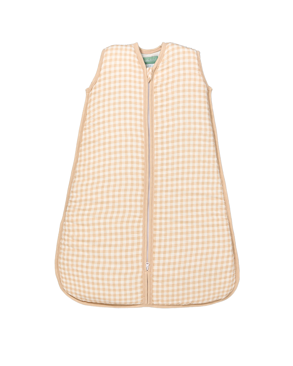 Saco de dormir bebé - Muselina de bambú - Vichy Sand - TOG 1