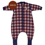 Schlafsack mit Ärmeln und rutschfesten Socken – Vichy red and blue - TOG 2.5