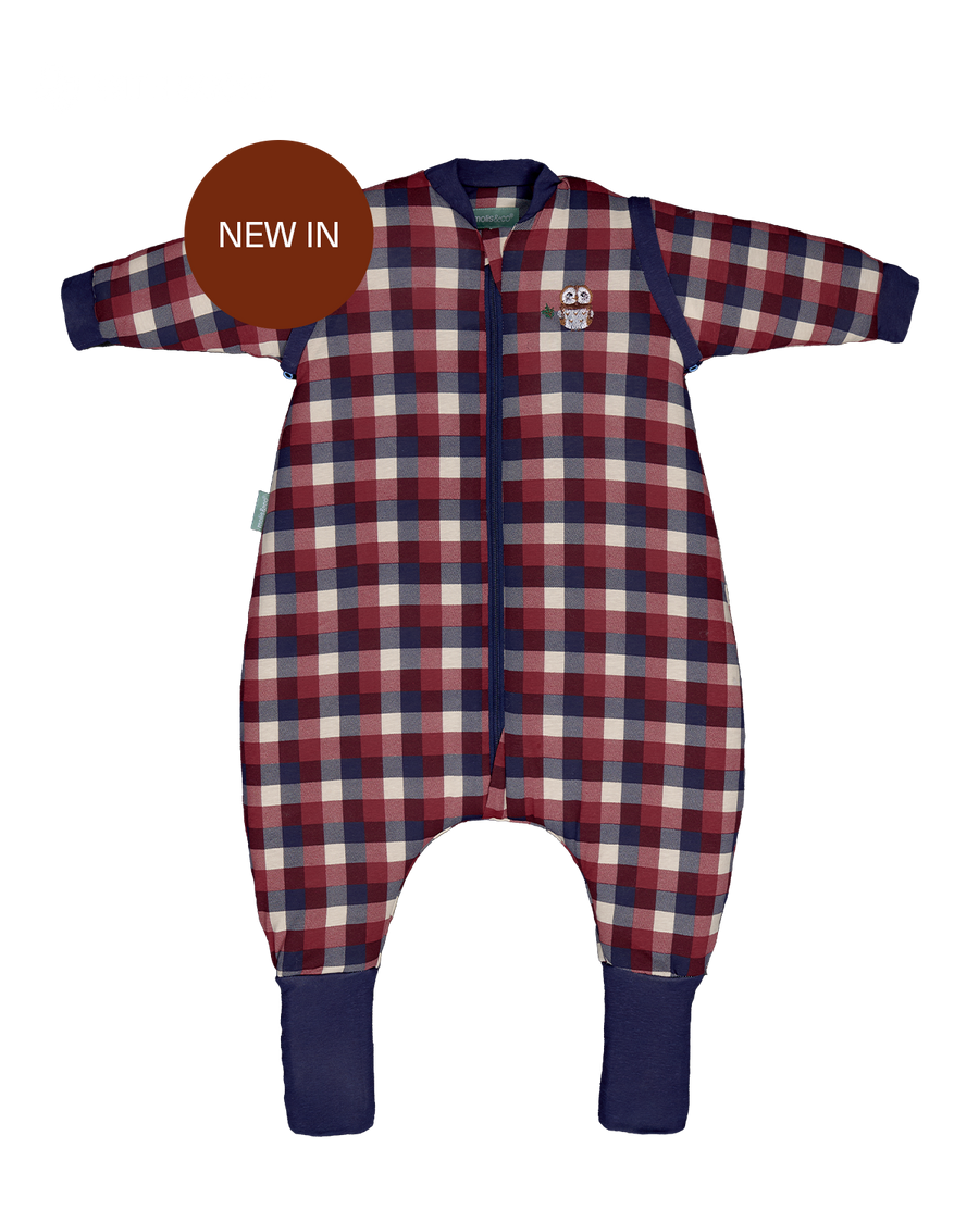 Schlafsack mit Ärmeln und rutschfesten Socken – Vichy red and blue - TOG 2.5