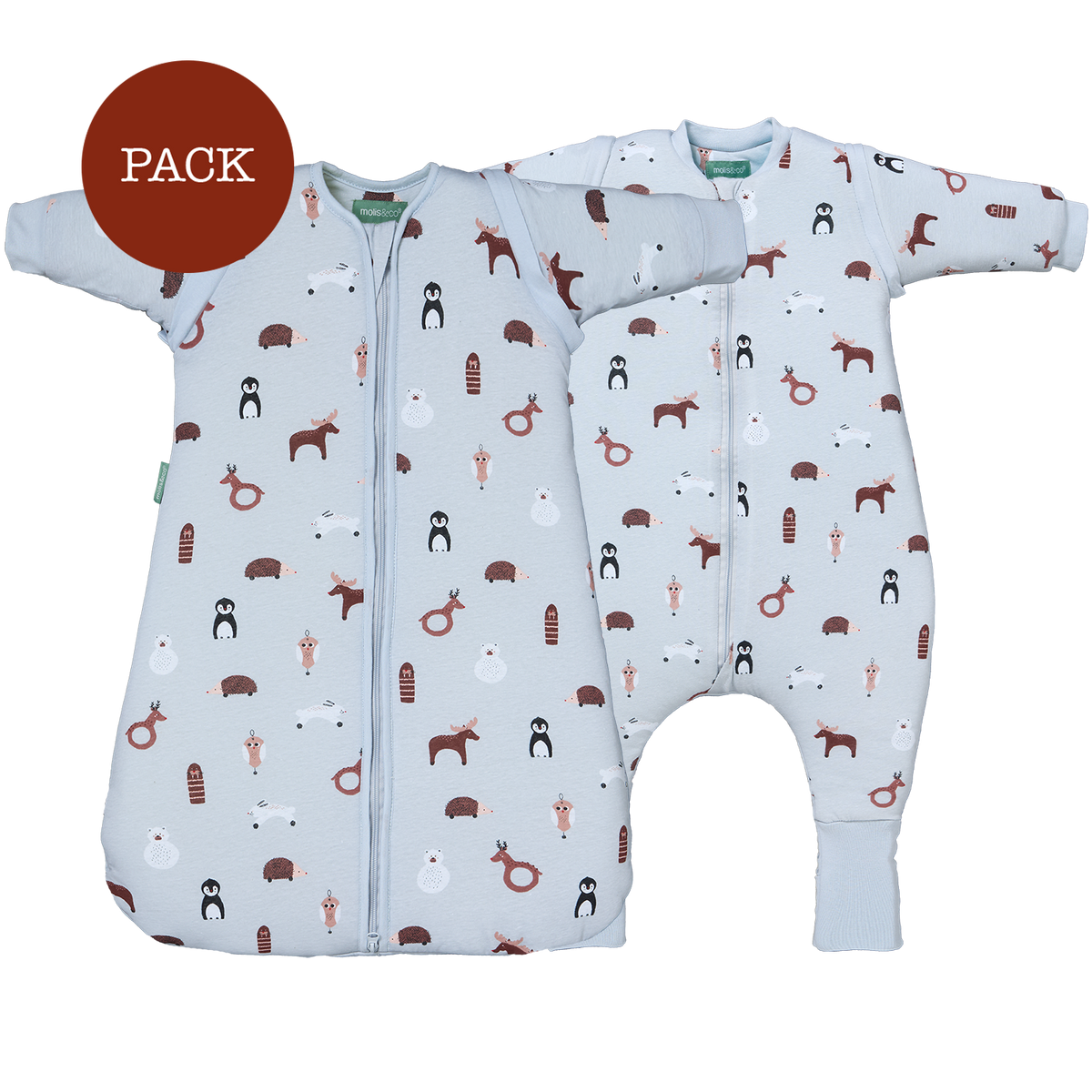 Pack hermanos Winter Animals (2 productos): Pijama manta + saco de dormir TOG 2.5