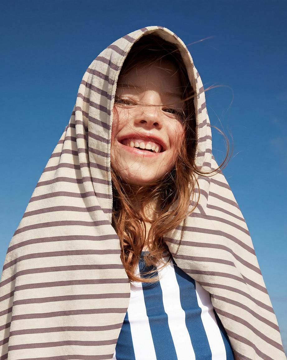 Microfiber towel - Cream & Brown Stripes