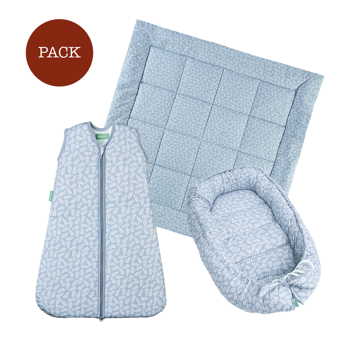 Pack Blue Garden (3 productos): nido + alfombra + saco de dormir TOG 2.5
