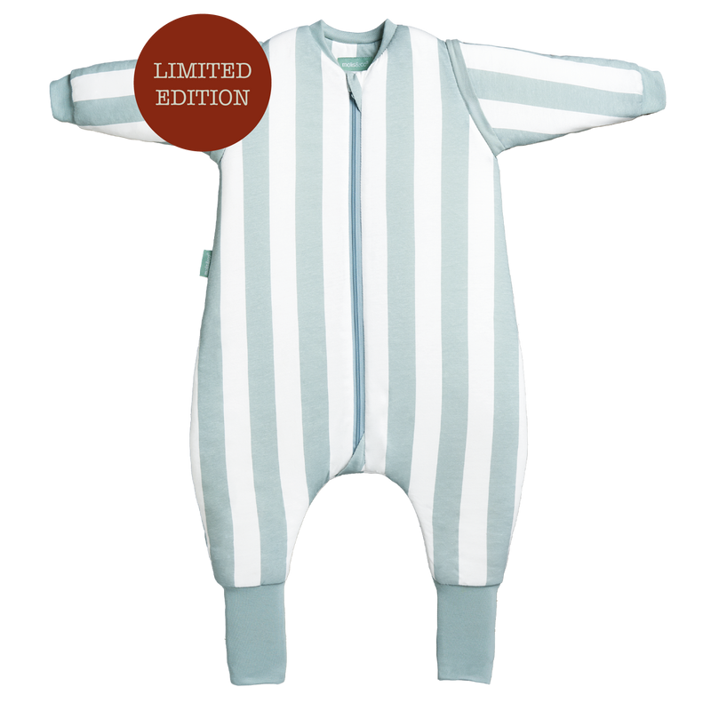 SLEEPING JUMPSUIT- POPCORN STRIPES - TOG 2.5 - WITH SOCKS AND SLEEVES