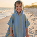 Poncho Towel - Khaki & Blue Stripes