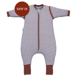 Schalfsack mit Ärmeln und rutschfesten Socken – Vichy Brown & Blue – TOG 2.5