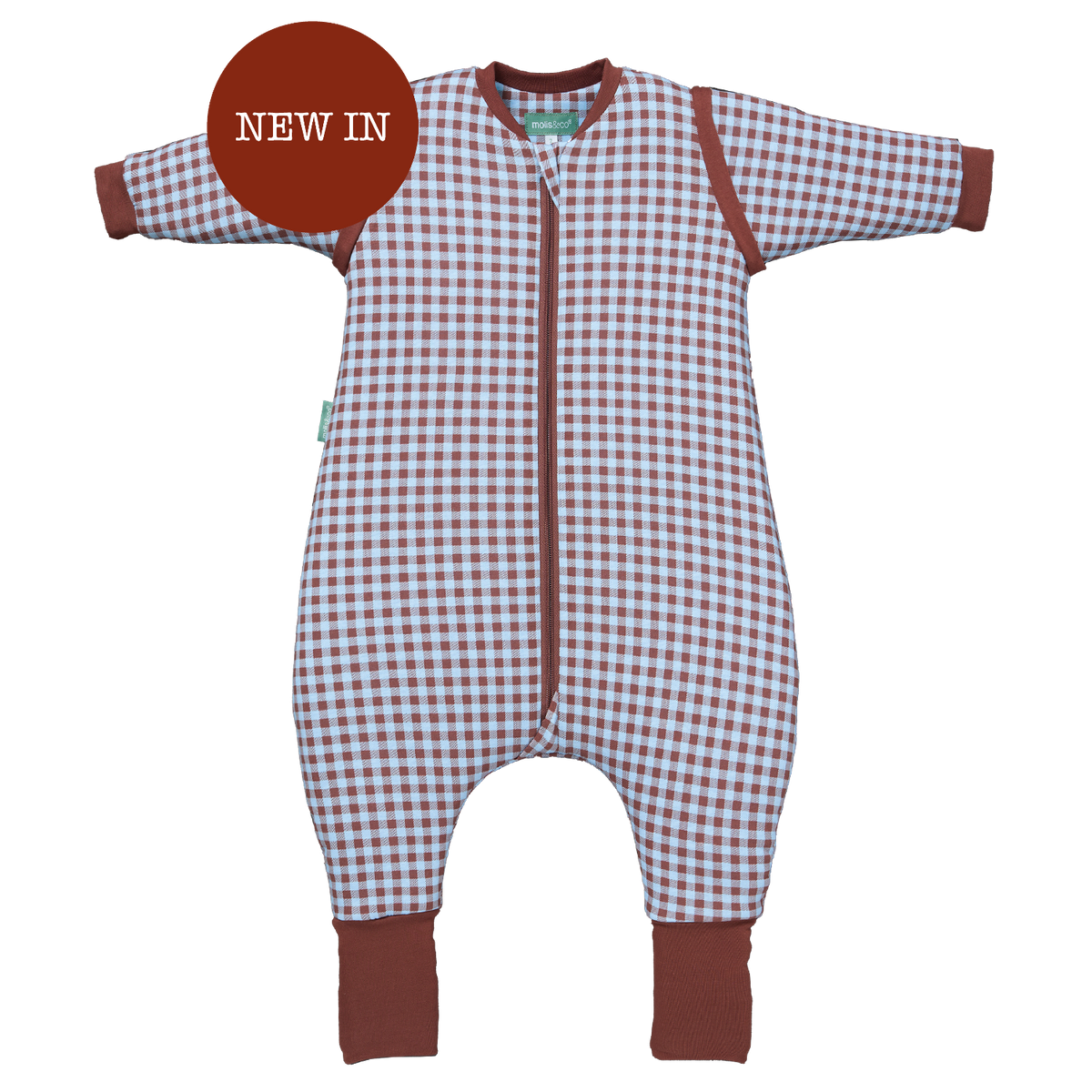 Pijama manta con mangas y calcetines antideslizantes - Vichy Brown & Blue - TOG 2.5