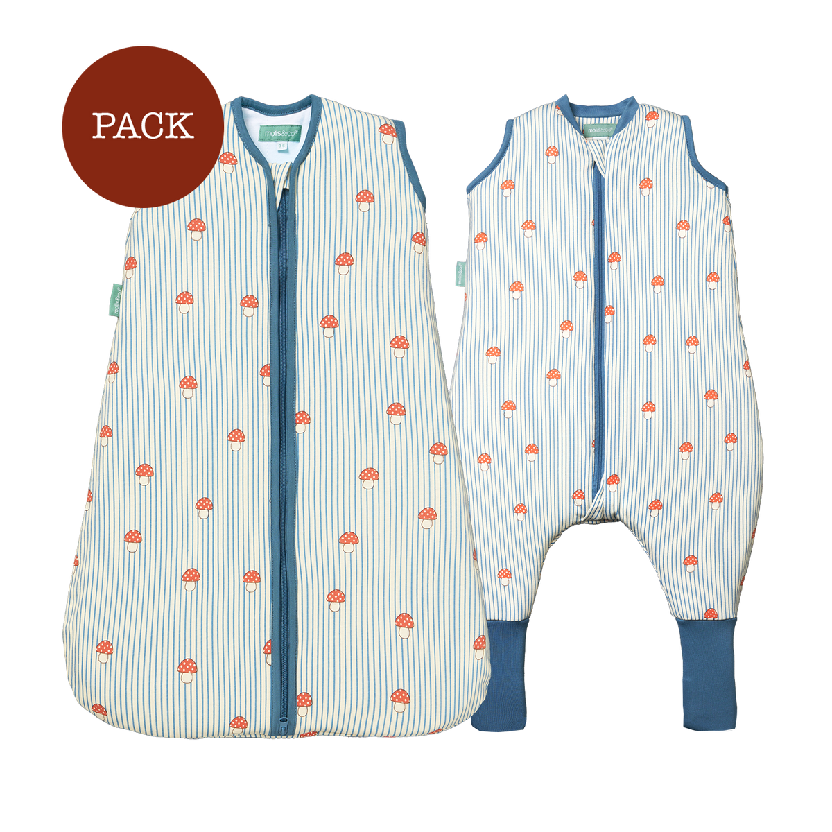 Geschwister Mushrooms Pack (2 Produkte): Schlafoverall + Schlafsack TOG 1