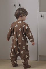 SLEEPING JUMPSUIT -TEDDY MOCCA - TOG 1.0 - WITH SOCKS AND SLEEVES