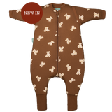 SLEEPING JUMPSUIT -TEDDY MOCCA - TOG 1.0 - WITH SOCKS AND SLEEVES