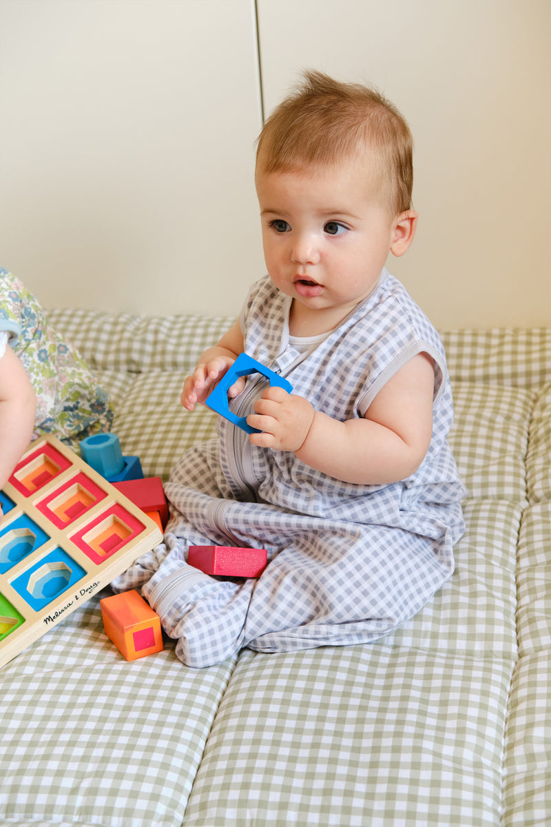 BABY SLEEPING BAG VICHY GREY TOG 0.5 molisandco